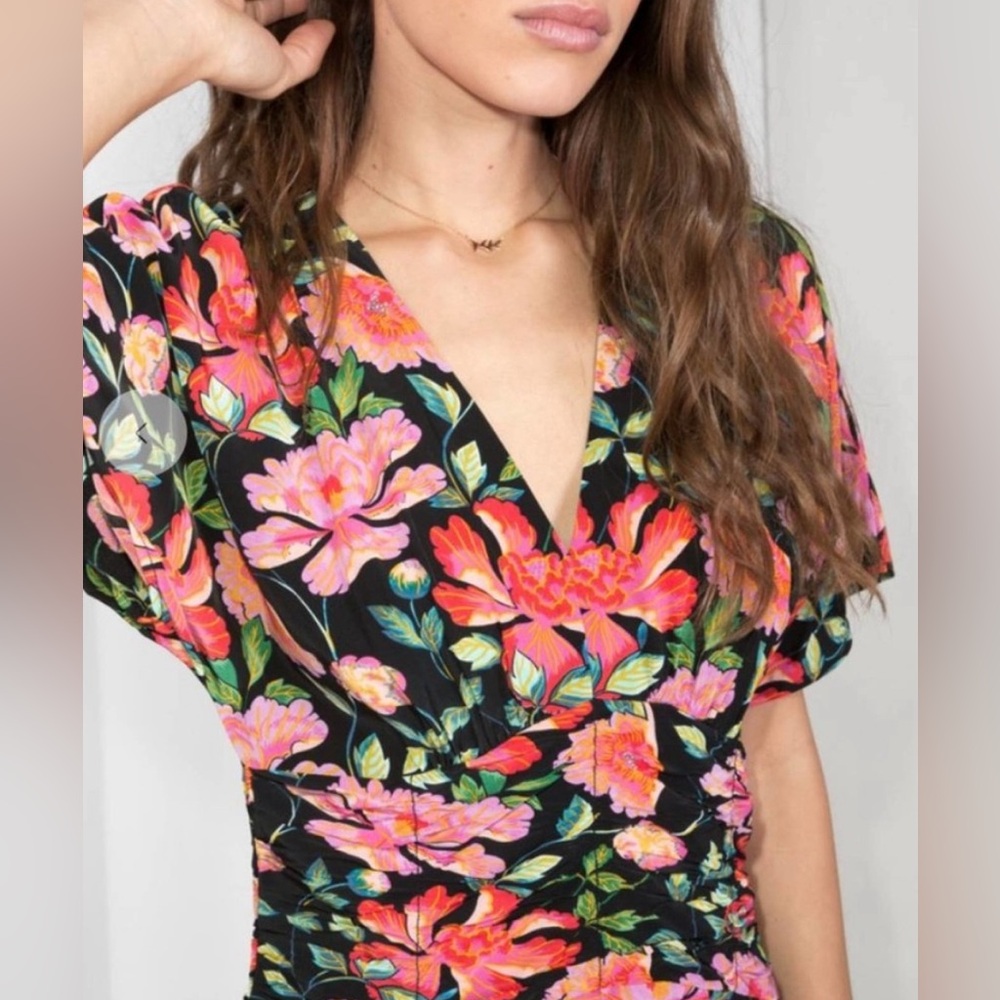 & Other Stories Peony Print Floral Black Jumpsuit Dress 6